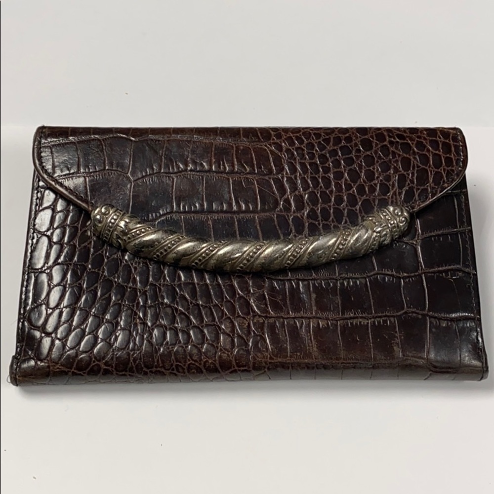 Brighton Brown Croc Embossed Leather Long Wallet